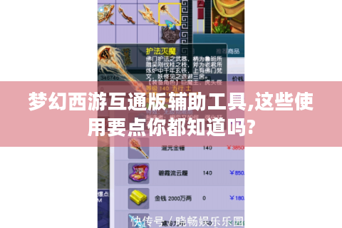 梦幻西游互通版辅助工具,这些使用要点你都知道吗?