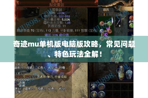 奇迹mu单机版电脑版攻略，常见问题、特色玩法全解！