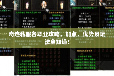 奇迹私服各职业攻略，加点、优势及玩法全知道！