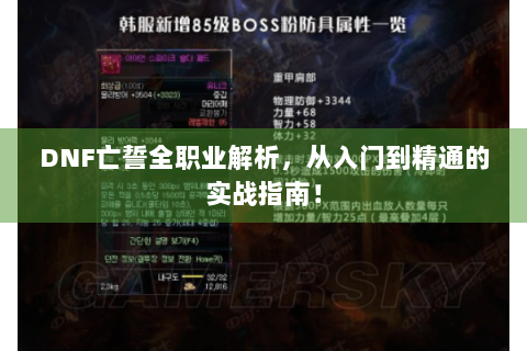 DNF亡誓全职业解析，从入门到精通的实战指南！