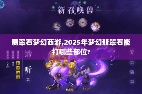 翡翠石梦幻西游,2025年梦幻翡翠石能打哪些部位?