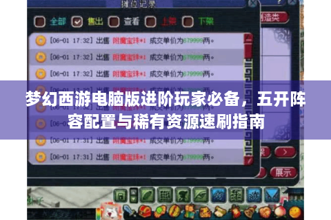 梦幻西游电脑版进阶玩家必备，五开阵容配置与稀有资源速刷指南