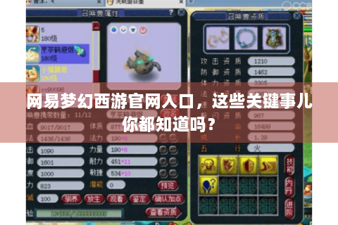 网易梦幻西游官网入口，这些关键事儿你都知道吗？