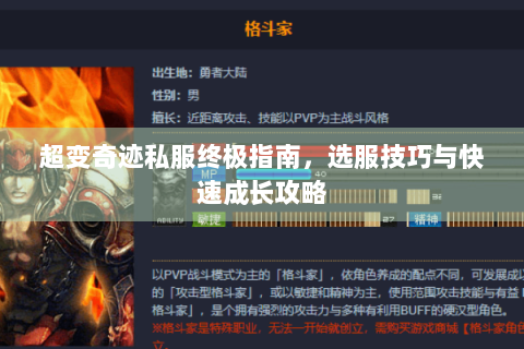 超变奇迹私服终极指南，选服技巧与快速成长攻略