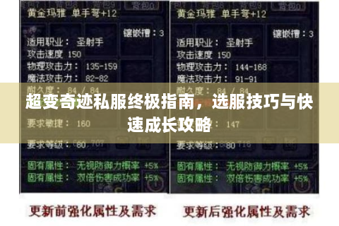 超变奇迹私服终极指南，选服技巧与快速成长攻略