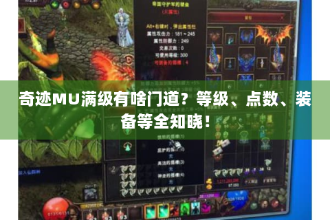 奇迹MU满级有啥门道？等级、点数、装备等全知晓！