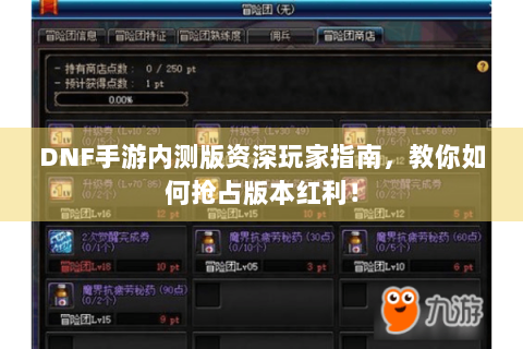 DNF手游内测版资深玩家指南，教你如何抢占版本红利！
