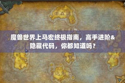 魔兽世界上马宏终极指南，高手进阶&隐藏代码，你都知道吗？