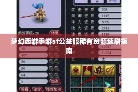 梦幻西游手游sf公益服稀有资源速刷指南