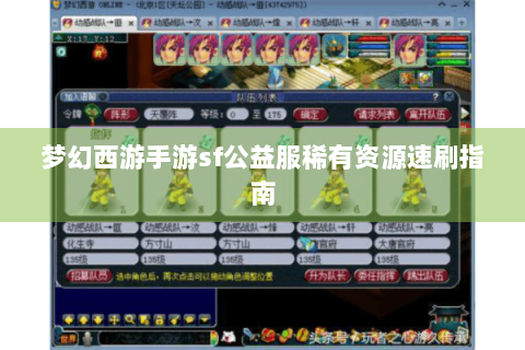 梦幻西游手游sf公益服稀有资源速刷指南