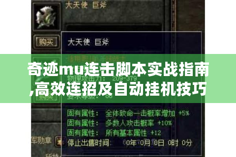 奇迹mu连击脚本实战指南,高效连招及自动挂机技巧！