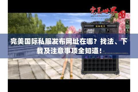 完美国际私服发布网址在哪？找法、下载及注意事项全知道！