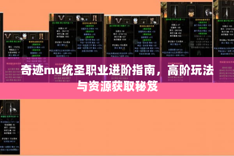 奇迹mu统圣职业进阶指南，高阶玩法与资源获取秘笈