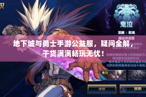 地下城与勇士手游公益服，疑问全解，干货满满畅玩无忧！