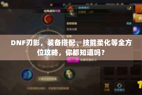 DNF刃影，装备搭配、技能柔化等全方位攻略，你都知道吗？