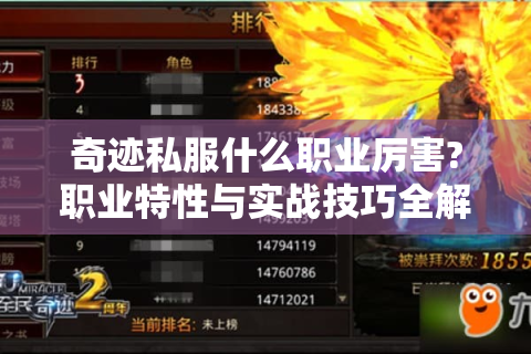 奇迹私服什么职业厉害?职业特性与实战技巧全解析