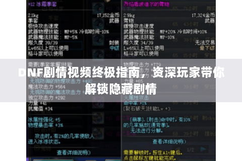 DNF剧情视频终极指南，资深玩家带你解锁隐藏剧情