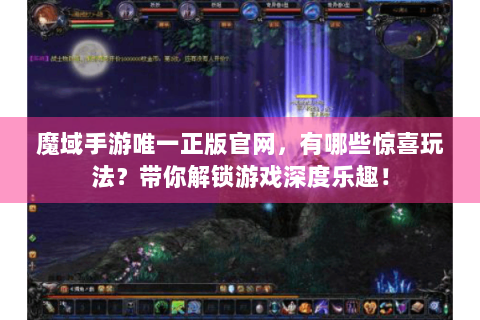 魔域手游唯一正版官网，有哪些惊喜玩法？带你解锁游戏深度乐趣！