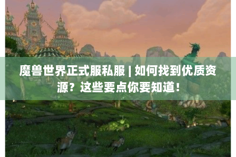 魔兽世界正式服私服 | 如何找到优质资源？这些要点你要知道！