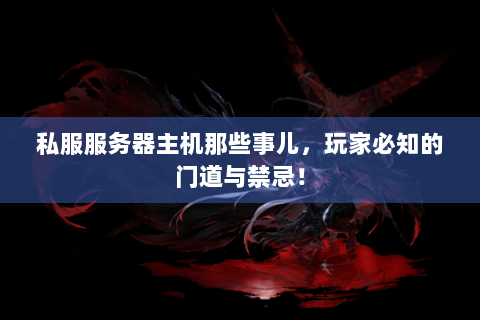 私服服务器主机那些事儿，玩家必知的门道与禁忌！