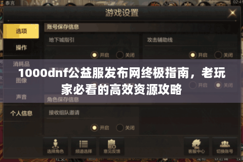 1000dnf公益服发布网终极指南，老玩家必看的高效资源攻略