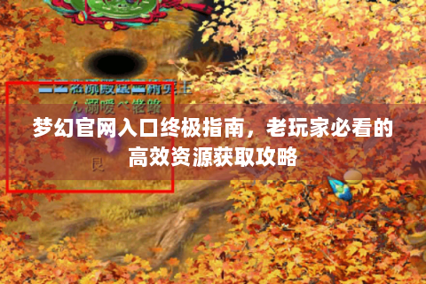 梦幻官网入口终极指南，老玩家必看的高效资源获取攻略