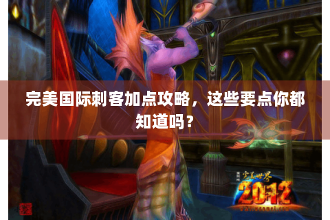 完美国际刺客加点攻略，这些要点你都知道吗？