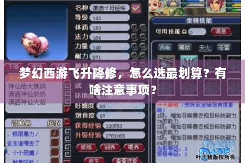 梦幻西游飞升降修，怎么选最划算？有啥注意事项？