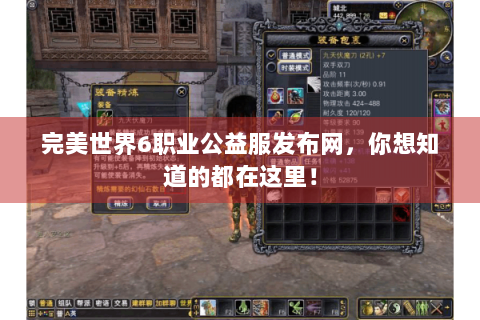 完美世界6职业公益服发布网，你想知道的都在这里！