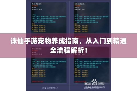 诛仙手游宠物养成指南，从入门到精通全流程解析！