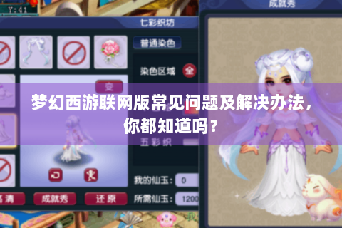 梦幻西游联网版常见问题及解决办法，你都知道吗？