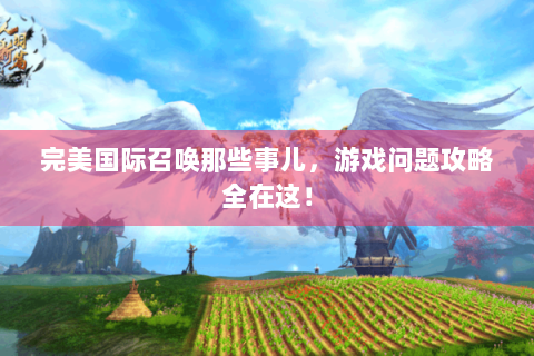 完美国际召唤那些事儿，游戏问题攻略全在这！