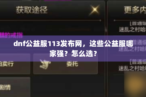 dnf公益服113发布网，这些公益服哪家强？怎么选？