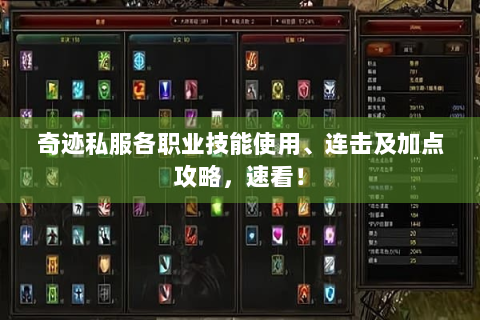 奇迹私服各职业技能使用、连击及加点攻略，速看！