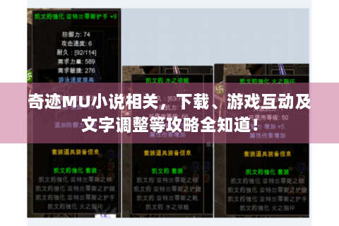 奇迹MU小说相关，下载、游戏互动及文字调整等攻略全知道！
