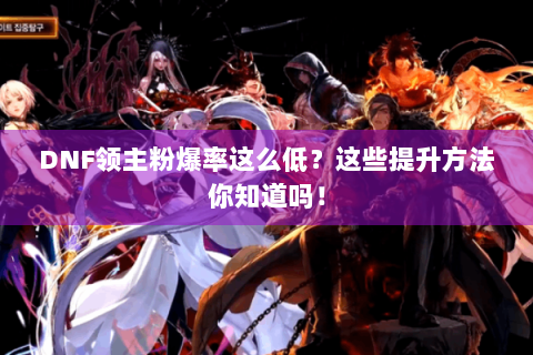 DNF领主粉爆率这么低？这些提升方法你知道吗！