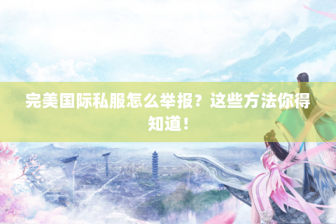 完美国际私服怎么举报？这些方法你得知道！