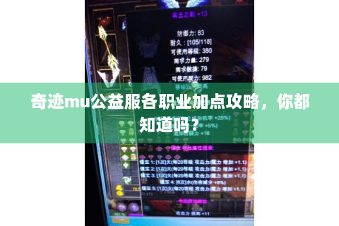奇迹mu公益服各职业加点攻略，你都知道吗？