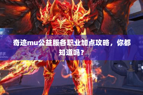 奇迹mu公益服各职业加点攻略，你都知道吗？
