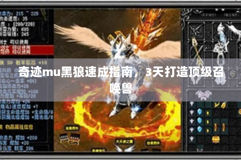 奇迹mu黑狼速成指南，3天打造顶级召唤兽