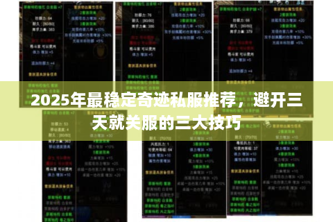 2025年最稳定奇迹私服推荐，避开三天就关服的三大技巧
