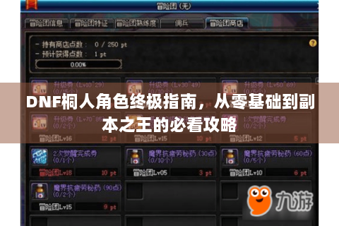 DNF桐人角色终极指南，从零基础到副本之王的必看攻略