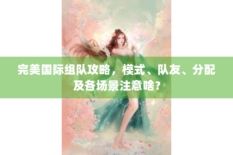 完美国际组队攻略，模式、队友、分配及各场景注意啥？