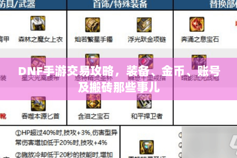 DNF手游交易攻略，装备、金币、账号及搬砖那些事儿