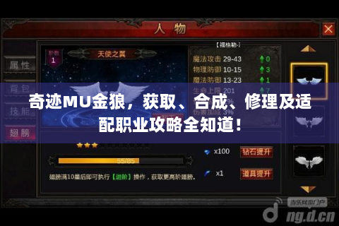 奇迹MU金狼，获取、合成、修理及适配职业攻略全知道！