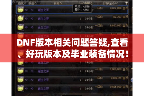DNF版本相关问题答疑,查看、好玩版本及毕业装备情况！