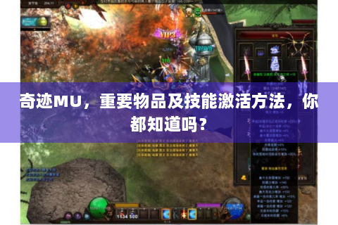 奇迹MU，重要物品及技能激活方法，你都知道吗？