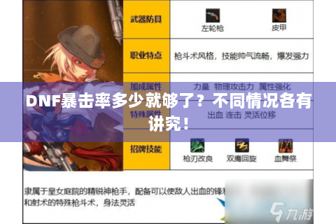 DNF暴击率多少就够了？不同情况各有讲究！