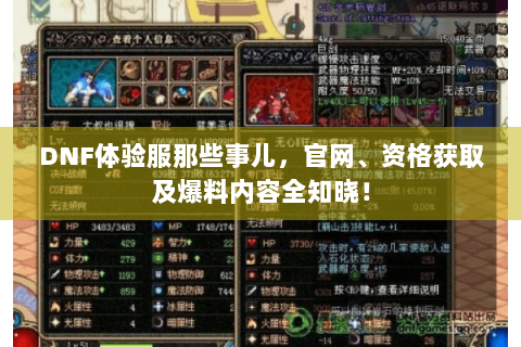 DNF体验服那些事儿，官网、资格获取及爆料内容全知晓！