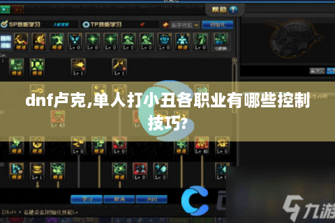 dnf卢克,单人打小丑各职业有哪些控制技巧?